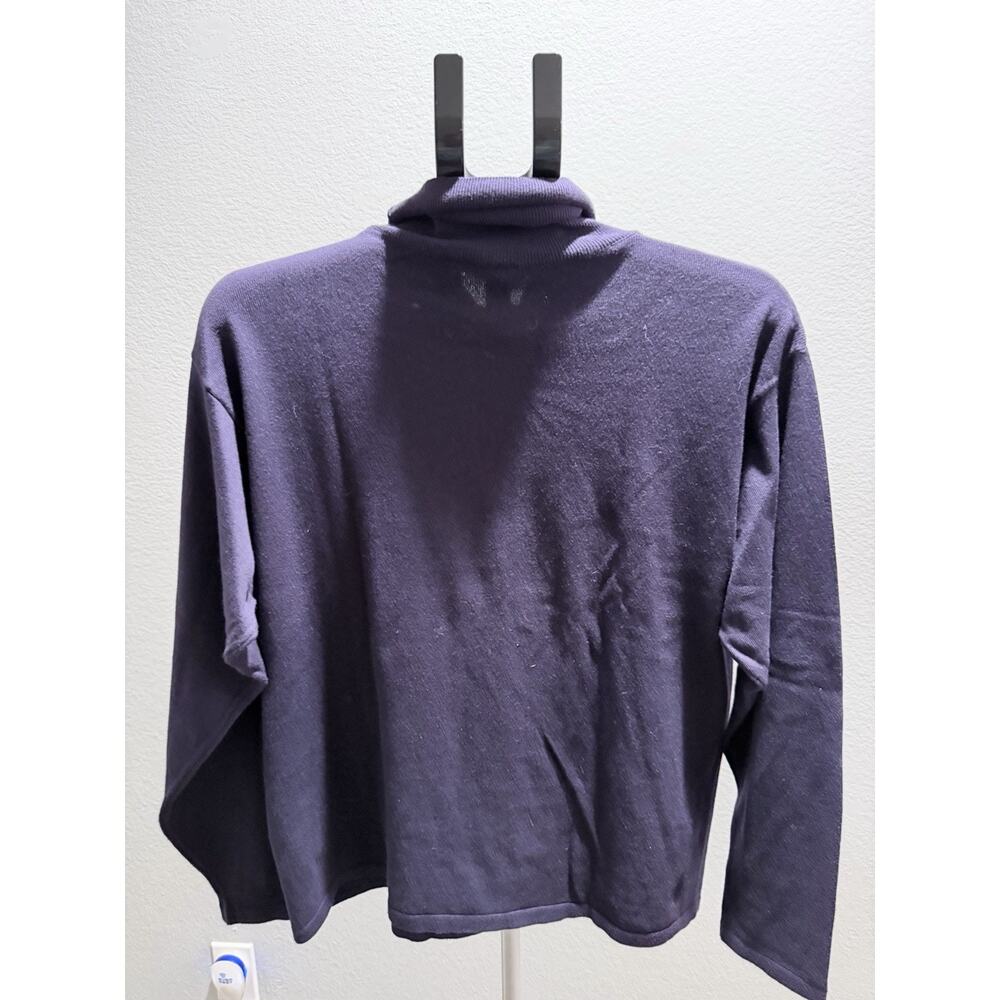 J.CREW Women's Turtleneck Sweater Dark Blue Size Extra Large 100% Cotton